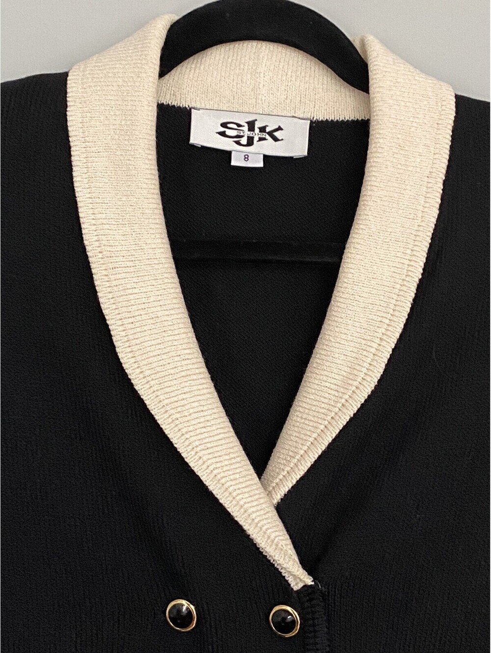 Vintage St. John Knits SJK Santana Knit Button Jacket Sweater Sz 8 Made In USA